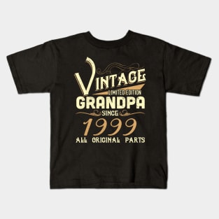 Vintage Grandpa Since 1999 Funny Man Myth Legend Daddy Kids T-Shirt